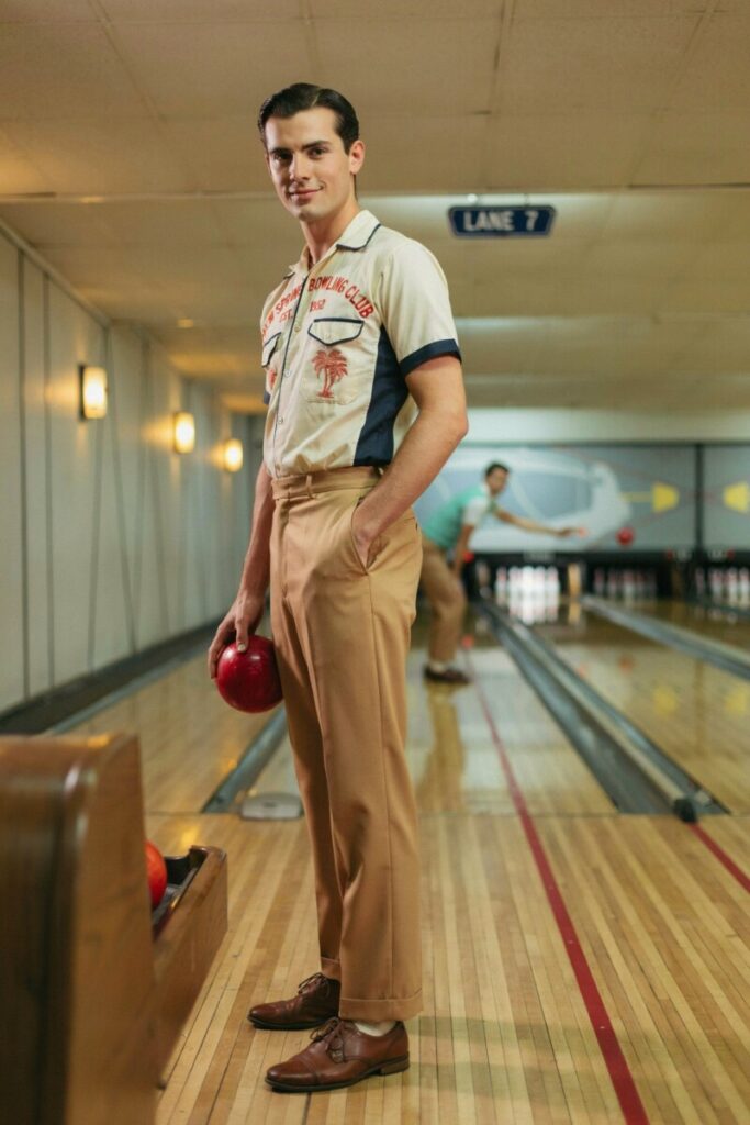 Bowling Shirt with Contrasting Panels and Trousers