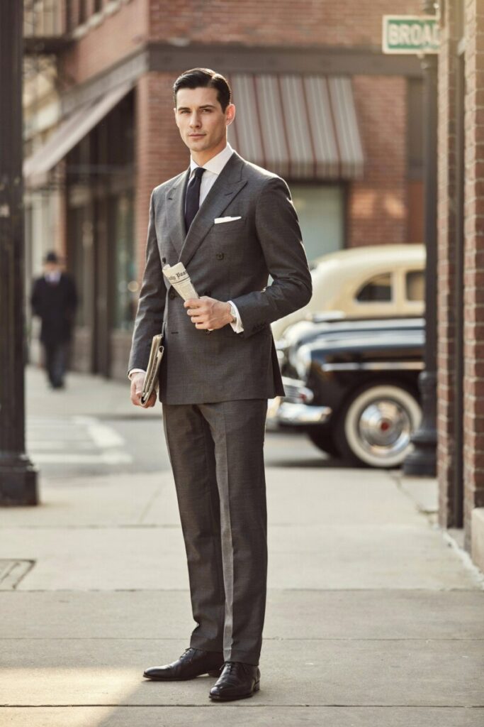 Double-Breasted Suit with Pocket Square