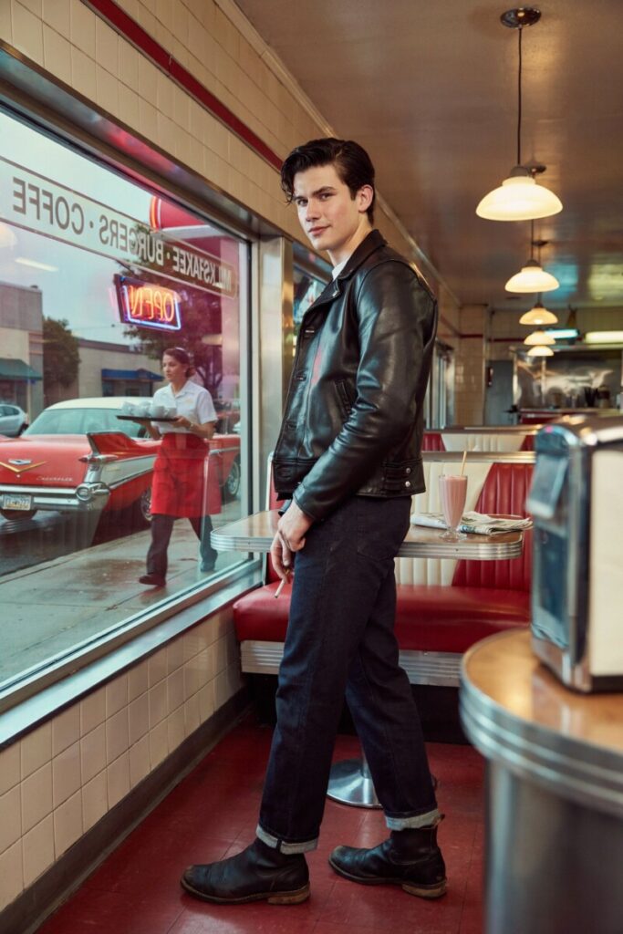 Leather Jacket, White Tee, and Dark Jeans