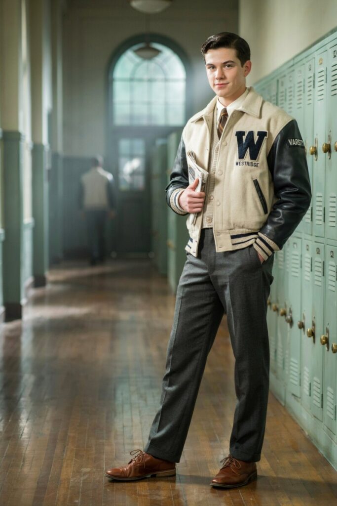 Letterman Jacket with Straight-Leg Trousers