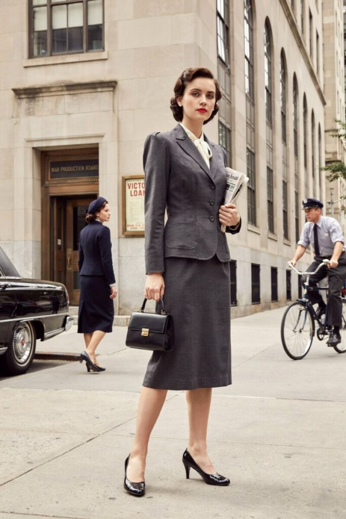 Victory Suit with Pencil Skirt and Shoulder Pads