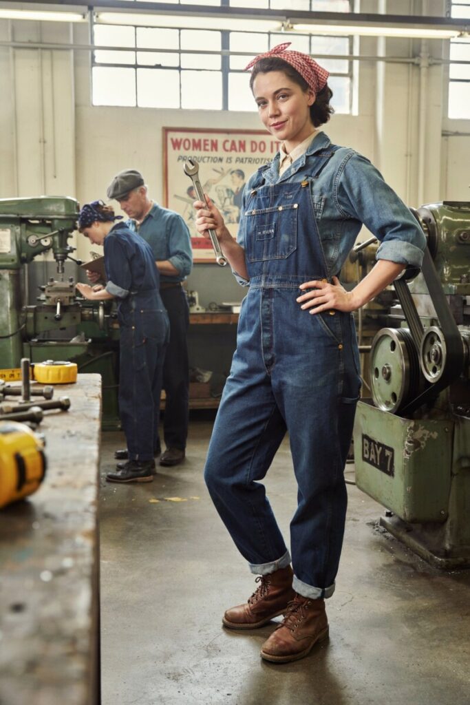Workwear Overalls with Bandana and Work Boots