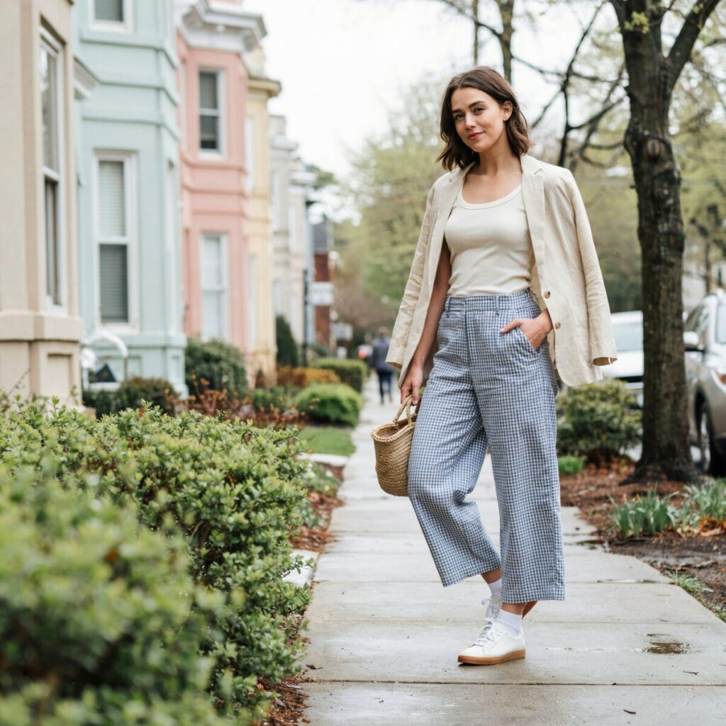 15 Perfect Gingham Pants Outfits Ideas for Spring Fashion