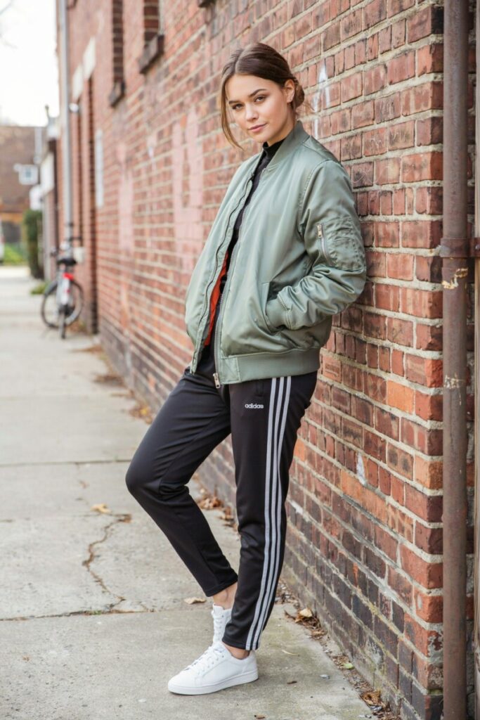 Athleisure Vibes with a Bomber Jacket