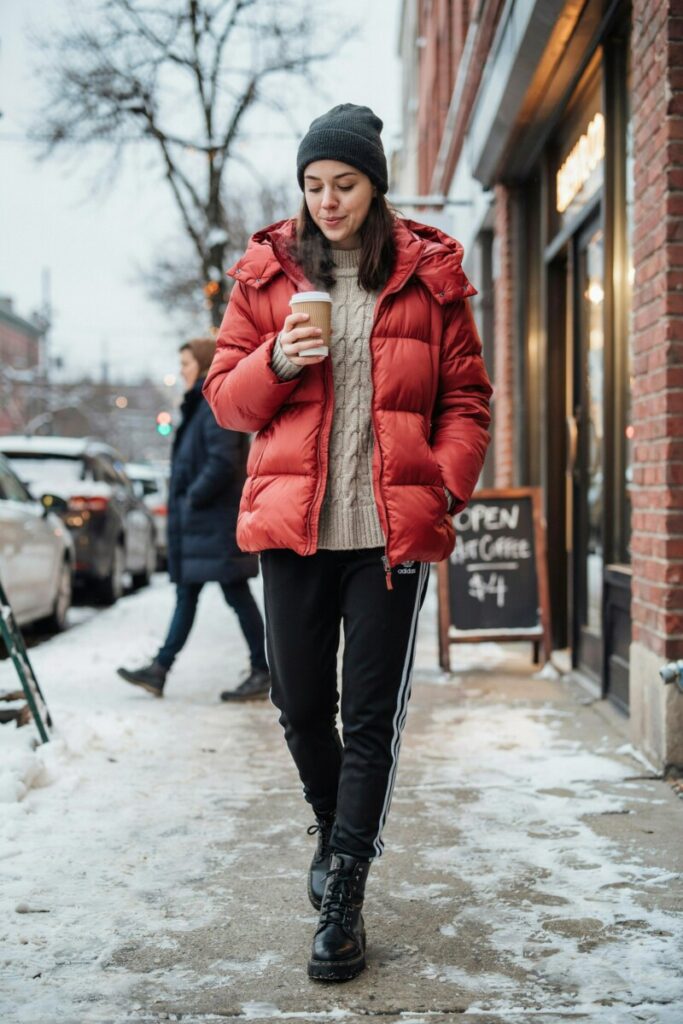 Cozy Winter Look with a Puffer Coat