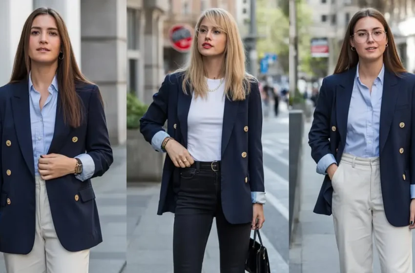  15 Elegant Blue Blazer Outfits for Women and Office Ready